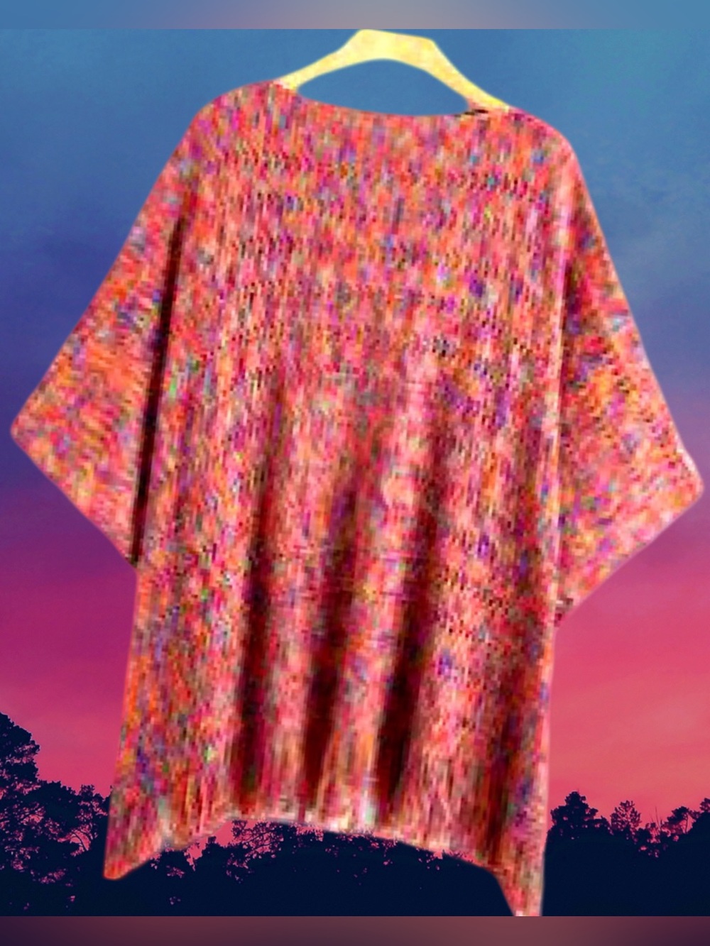 🆕Boutique Women’s plus-size Red/multicolor fringed Knit Shawl Top❤️❤️3X/4X